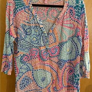 Lilly Pulitzer Vibrant Mosaic Blouse